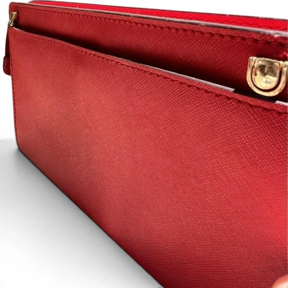 Crossbody Bag Michael Kors Jet Set Large Clutch Red Saffiano‎ Leather Wallet